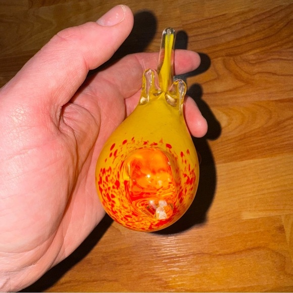 Yellow And Red Hand Blown Glass Bird 5” x 3” - Light Up Lawn Ornament? - Picture 6 of 16